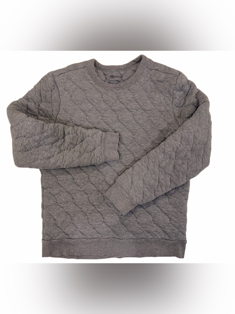 Madewell Quilted Crewneck Sweatshirt – Heather Gray – Size Small